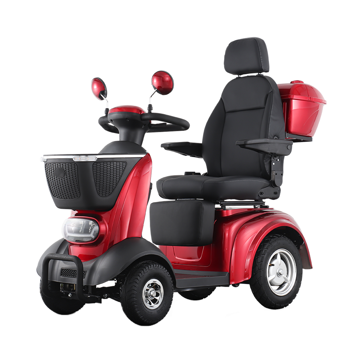 Spirite-2 red four wheel electric scooter with seat for adults front side view