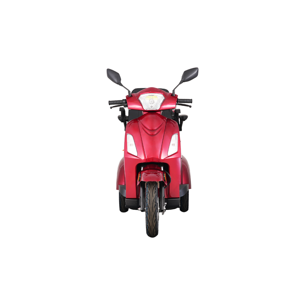 Vista-L1 EEC 3 wheel 2 seat electric scooter front view with dual seats and compact mobility design