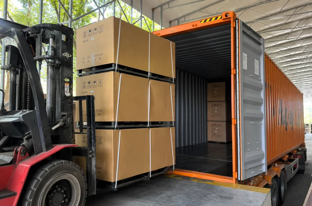 Freight container loading custom mobility scooter for sale orders for overseas shipment.