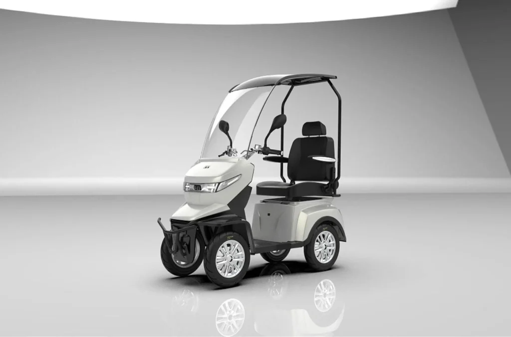 Vista-4E 4 wheel electric scooter with canopy protection.